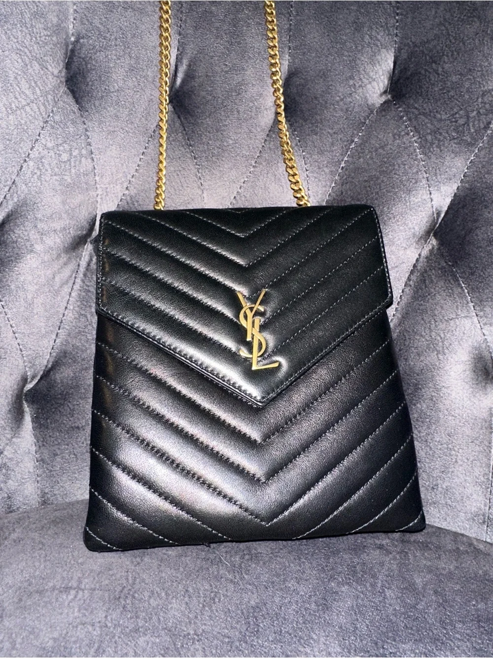 Saint Laurent Quilted Leather Double Flap Crossbody Bag – Never Worn